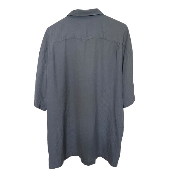 Roevelle Silk Shirt‎ Men's Short Sleeve Button Up Collared Pockets Gray Blue XXL - Picture 2 of 5